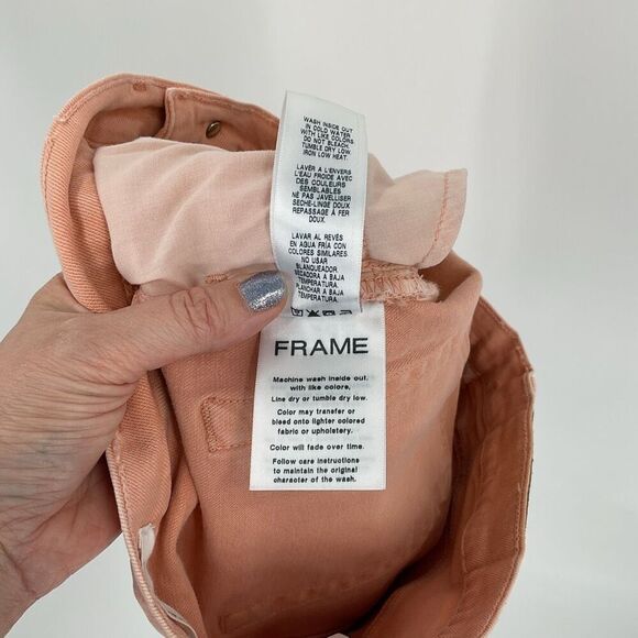 Frame Le Brigette Frayed Denim 3" Shorts Clay Women 27 High Rise Raw Hem - Picture 5 of 5